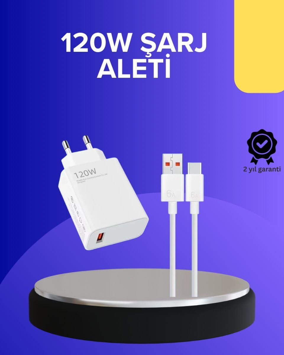 120 Watt Hızlı Şarj Adaptörü Samsung S20 S21 S22 S23 Uyumlu