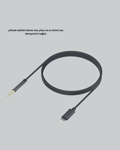 Lightning Girişli Cihazlar İçin 3.5mm Aux Ses Kablo Dönüştürücü 1M