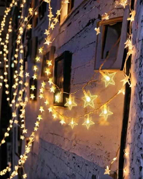 Dekoratif Yıldız Led Aydınlatma 20 Ledli 5 Metre Günışığı Yeni Nesil