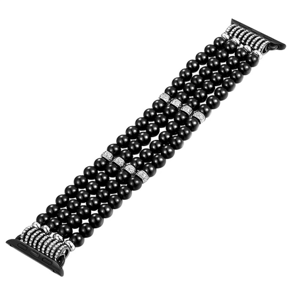 Ally Apple Watch 7-8 45mm 6-5-4 44mm Full Boncuk Taşlı Kordon Kayış 3-2-1 42mm-(5775)