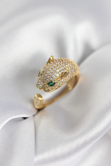 Jaguar Model Gold Renk Zirkon Taşlı Kadın Yüzük 5886