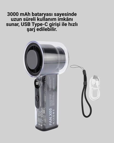 Sessiz Çalışan Taşınabilir Fan | USB Şarjlı ve Kompakt Tasarım