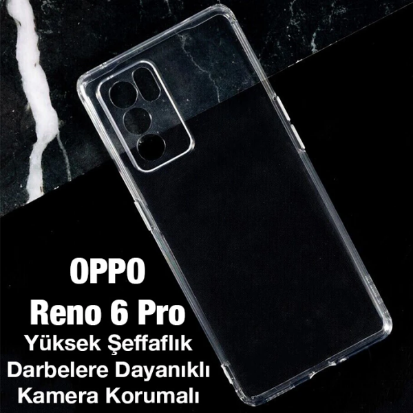 OPPO Reno 6 Pro Kılıf Kamera Korumalı Ultra İnce Şeffaf Silikon Kılıf-(5775)