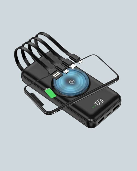 iPhone ve Android Uyumlu 10000mAh Powerbank – Hem Kablolu Hem Kablosuz
