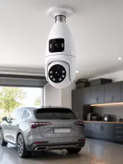Gece Görüşlü Çift Lens Wi-Fi Ampul Kamera Mobil Takip Destekli
