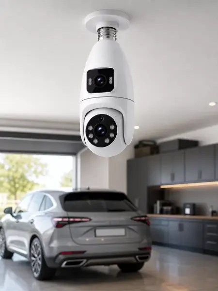 Wi-Fi Çift Lens Ampul Kamera  Akıllı Ev Güvenliği