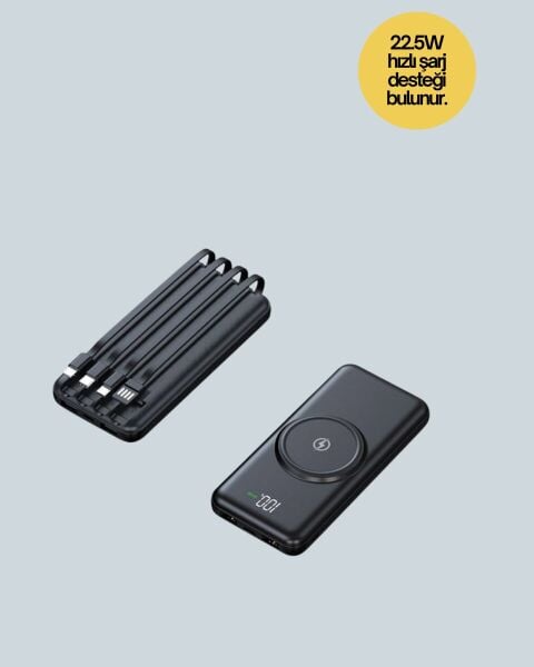 22.5W Hızlı + 15W Kablosuz Şarj – Akıllı Powerbank ile Her An Enerji
