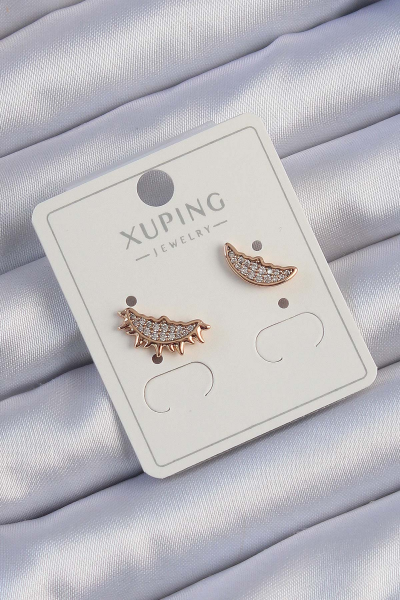 Xuping Rose Renk Zirkon Taşlı Ay ve Güneş Tasarımlı Küpe 5886