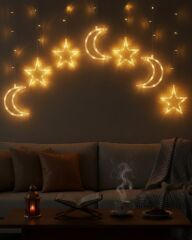 Büyük Ay Yıldız Ramazan Led Işık Dekoratif Işıklı Süs