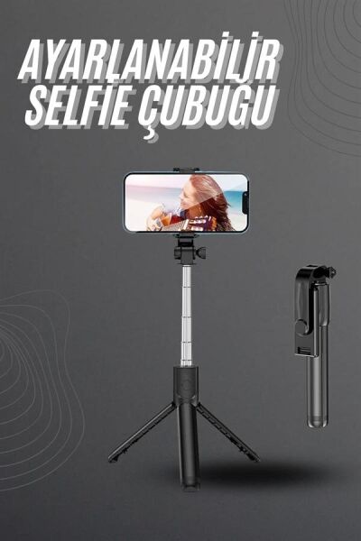 Selfie Çubuğu Tripod Bluetooth Kumandalı Selfie Çubuğu Telefon Tutucu