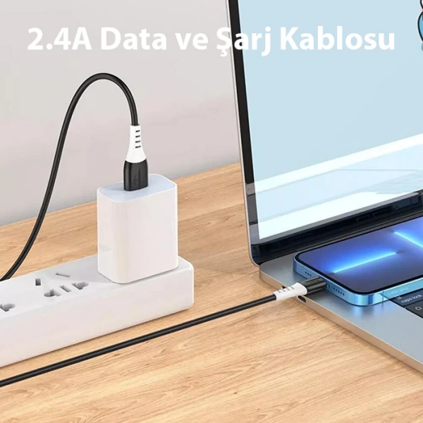 HOCO X82 iPhone Lightning to USB 2.4A Silikon Data ve Şarj Kablosu-(5775)