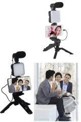 Telefon Tutucu Led Işıklı Kumandalı Mikrofon Telefon Vlog Video Kayıt Yeni Nesil