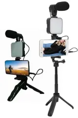 Telefon Tutucu Led Işıklı Kumandalı Mikrofon Telefon Vlog Video Kayıt Yeni Nesil