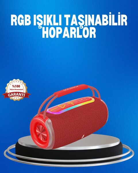 RGB LED Işıklı 20W Taşınabilir Hoparlör Bluetooth 5.3 + Type-C Şarj