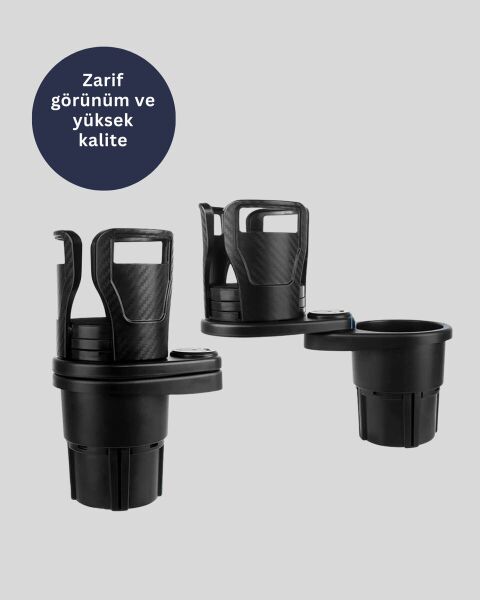 Çiftli Araba Bardak Tutucu Karbon Fiber Görünümlü 360° Ayarlı