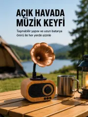Taşınabilir Mini Retro Radyo Bluetooth Hoparlör USB SD AUX Destekli Yeni Nesil