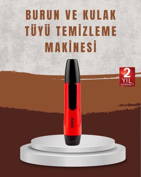 Raks Leo Burun Kulak Tüy Alma Makinesi 45 dk Şarj Süreli Kırmızı