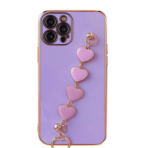 Ally iPhone 11 Pro Max 6.5inç Kılıf Kalp Bileklik Tutuculu Lüx Silikon Askılı Kılıf-(5775)