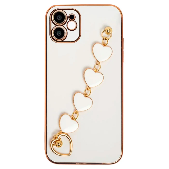 Ally iPhone 11 6.1inç Kılıf Kalp Bileklik Tutuculu Lüx Silikon Askılı Kılıf-(5775)