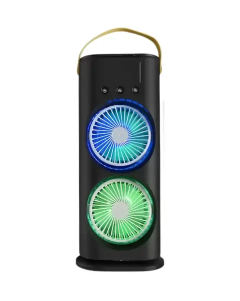 USB Şarjlı Çift Başlıklı Buharlı Masaüstü Fan Sessiz Serinletici Işıklı Fan