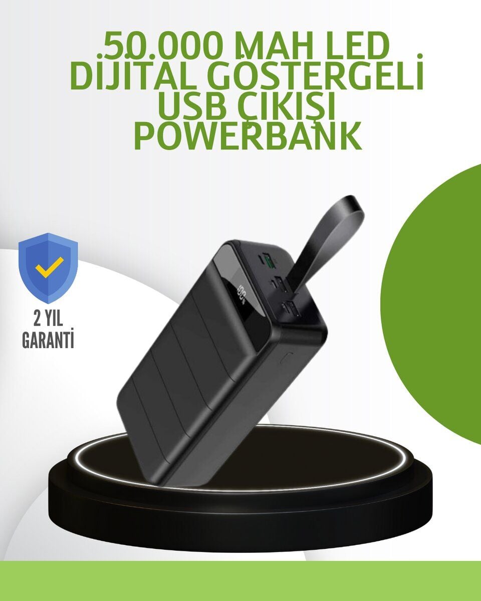 Ultra Güçlü 50.000 mAh Powerbank – LED Ekranlı Çoklu Bağlantı Seçenekli Akıllı Koruma Sistemli Şarj Ünitesi