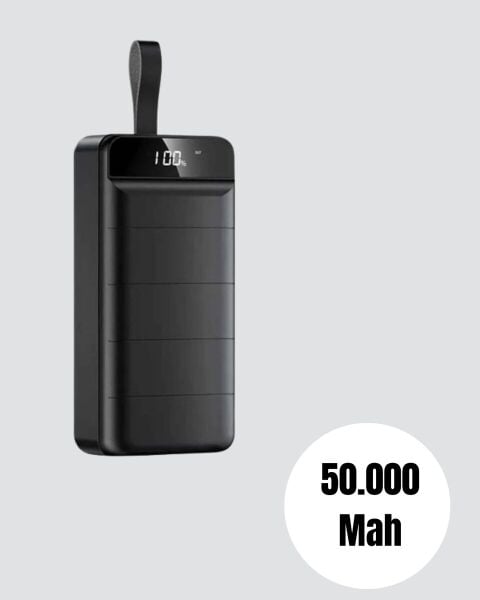 Ultra Güçlü 50.000 mAh Powerbank – LED Ekranlı Çoklu Bağlantı Seçenekli Akıllı Koruma Sistemli Şarj Ünitesi