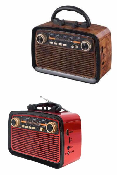 Eskitme Nostalji Tasarımlı Bluetoothlu Nostalji Radyo Ahşap Nostaljik Görünümlü