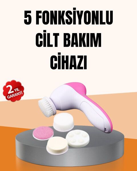 Derin Temizleme ve Masaj İçin 5 Başlıklı Yüz Cilt Bakım Aleti