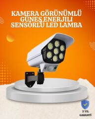 Solar Şarjlı Hareket Sensörlü LED Dış Mekan Lambası Kamera Tasarımlı Güvenlik Işığı