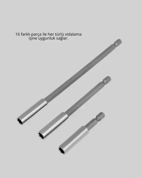 Metal Gövdeli 16lı Bits Seti Çok Amaçlı Tornavida Uçları