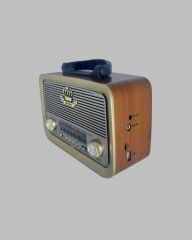 Eskitme Tasarımlı Ahşap Bluetooth Radyo LED Aydınlatmalı